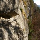 Am Ende des Quergangs. Hinter der Kante beginnt die nahezu senkrechte Reibungsplatte C. Am Ende des Quergangs. Hinter der Kante beginnt die nahezu senkrechte Reibungsplatte C.