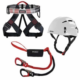 Diverse ALPIDEX Kletterhelm + Alpidex Klettergurt + Stubai Klettersteigset Basic 3.0 - Helm: Bright White, Gurt: Green - 1