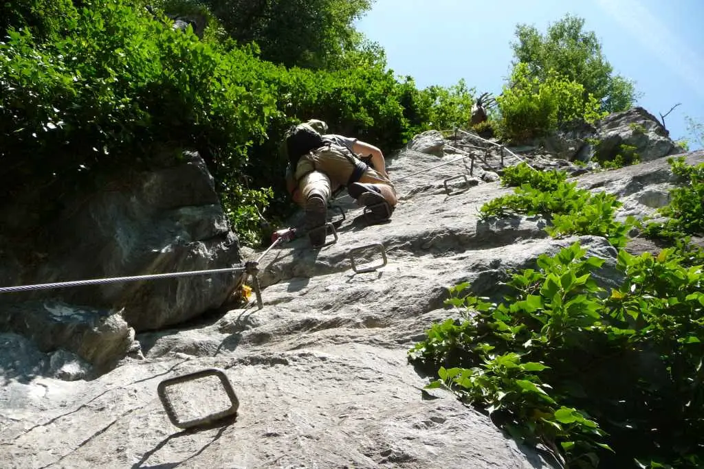 Steilwnad am Huterlaner Klettersteig